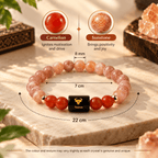 Taurus bracelet showing 8 mm bead size, 7 cm inner diameter and approximately 22 cm total length | DivyaZone