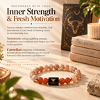 Taurus Sunstone and Carnelian bracelet representing inner strength, positivity and motivation | DivyaZone
