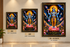 Vishnu Chaturbhuja Wall Art available in A4, A3 and 20 x 30 inch sizes for home temple and wall decor