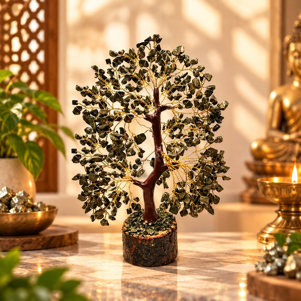 Pyrite Tree | 300 Beads Natural Crystal Tree | Wealth, Confidence & Vastu Decor