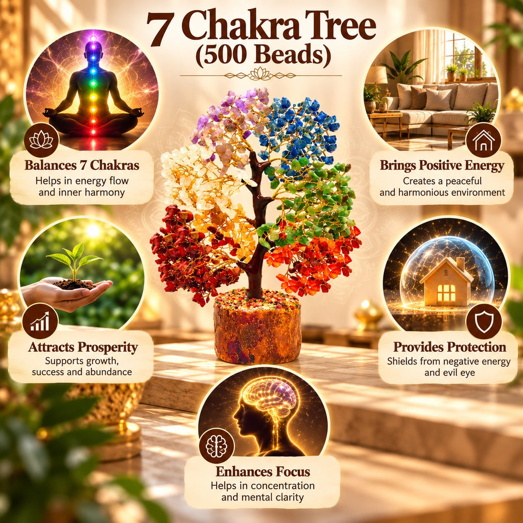 7 Chakra Tree | 500 Beads Natural Crystals | Chakra Healing & Vastu Decor