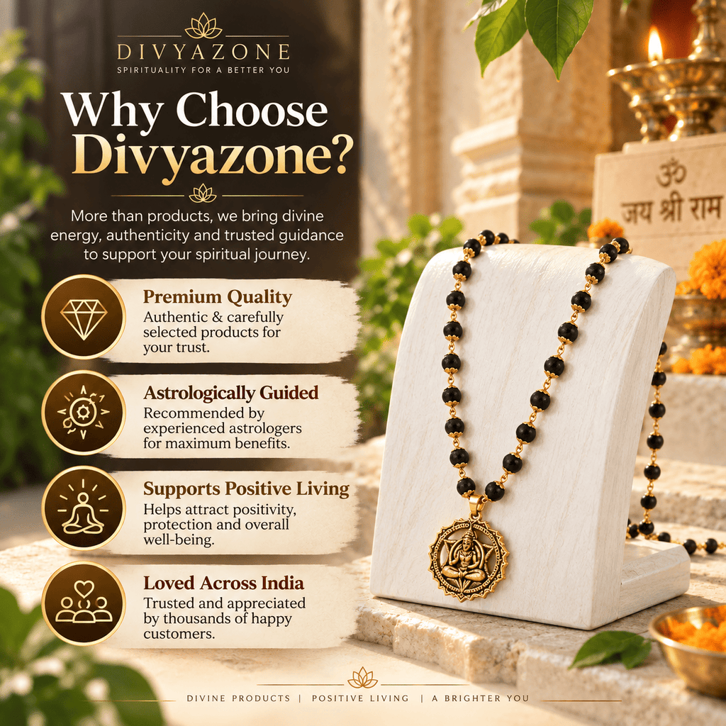 Divyazone Karungali Mala with Hanuman Kavach highlighting natural black ebony beads, craftsmanship and spiritual design